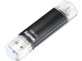 Hama USB Stick Laeta Twin USB 3 0 16 GB 40MB s Schwarz Schmale Verpackung