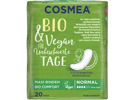 Cosmea Comfort BIO Maxi Binden VEGAN Normal ohne Duft 20 Stueck