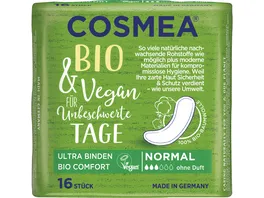 Cosmea Comfort BIO Ultra Binden VEGAN Normal ohne Duft 16 Stueck