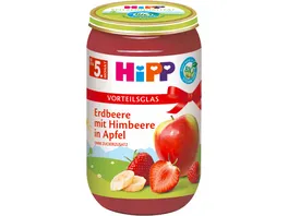 HiPP Fruechte 250g im Vorteilsglas Erdbeere mit Himbeere in Apfel ohne Zuckerzusatz nach dem 5 Monat