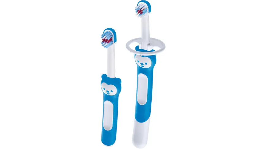 Egosy Baby Zahnbürste Learn to Brush Set Baby Zahnbürste mit langem Griff zum gemeinsamen Halten Kinderzahnbürste trainiert das Zähneputzen 