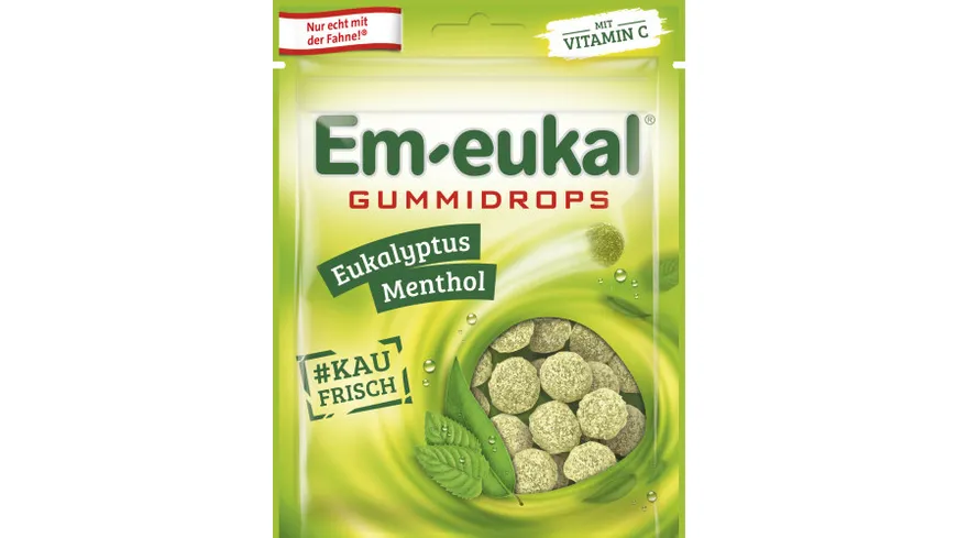 Em-eukal Gummidrops Eukalyptus-Menthol zuckerhaltig 90g Beutel