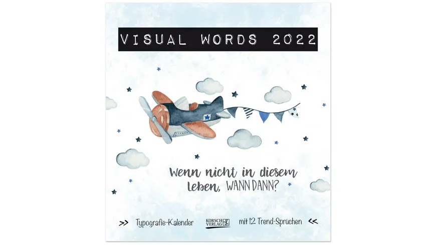 KORSCH Typo-Art Postkartenkalender Visual Words Aquarell 2022 17x16cm