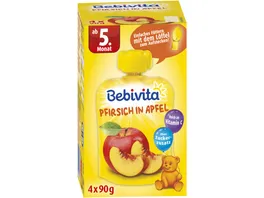 Bebivita Baby Quetschbeutel Pfirsich in Apfel 4x90g