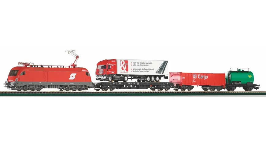 PIKO 57177 - Start-Set mit Bettung Taurus ÖBB mit Güterwagen