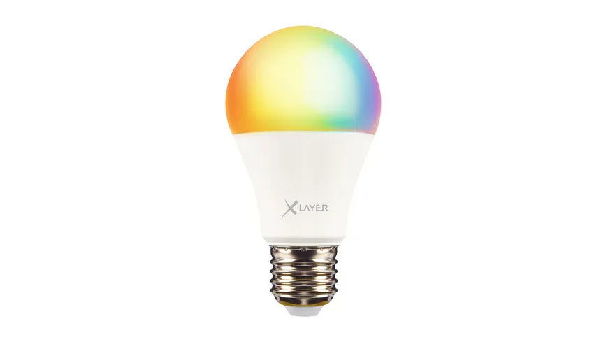 XLayer Smart Home WiFi LED E27 - 9 Watt Lampe - Birne Mehrfarbig, Dimmbar, Warm- und Kaltweiß