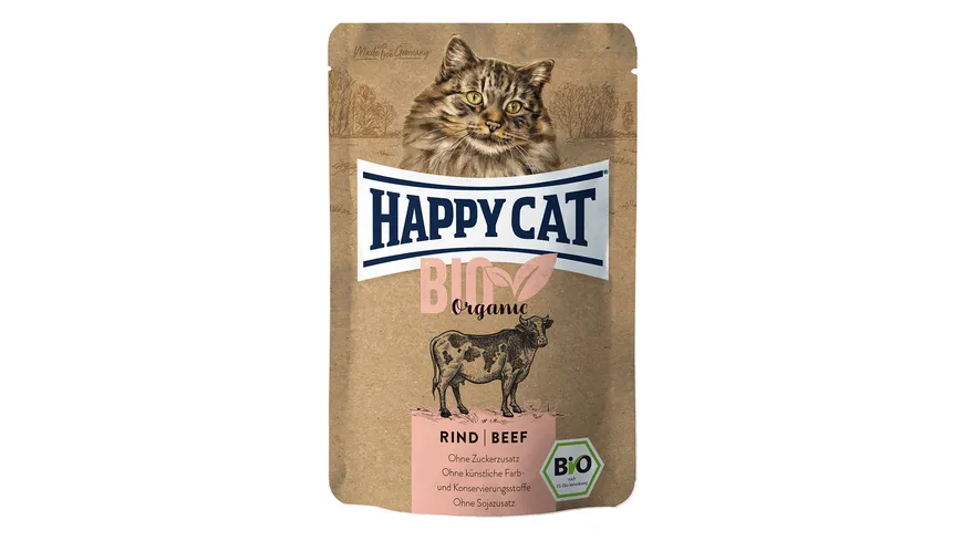 Happy Cat Katzennassfutter Bio Pouch Rind 85 g