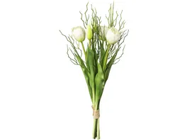 Weisser Tulpenbund mit 2 Zweigen 43 cm