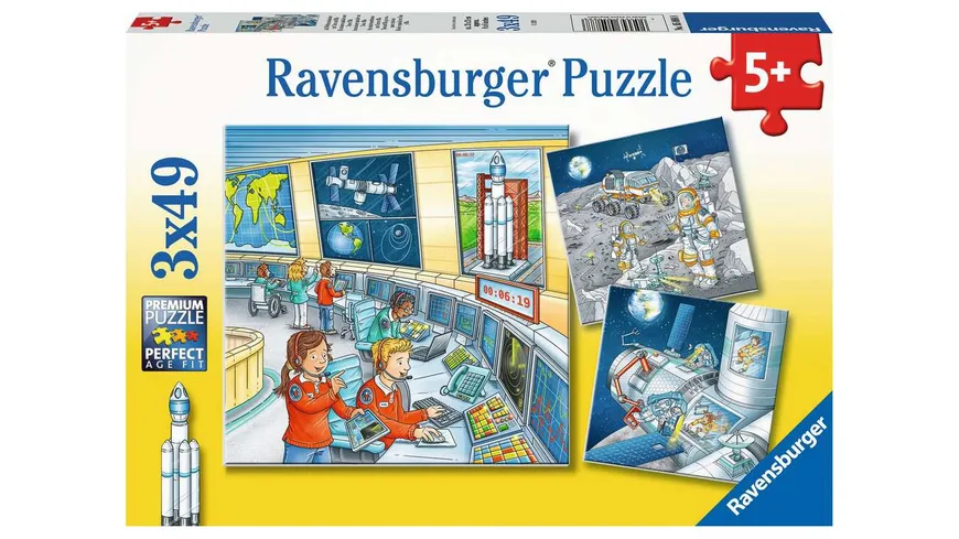 Ravensburger Puzzle - Auf Weltraummission mit Tom und Mia, 3 x 49 Teile