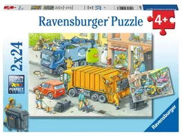 Ravensburger Puzzle Muellabfuhr und Abschleppwagen 2 x 24 Teile