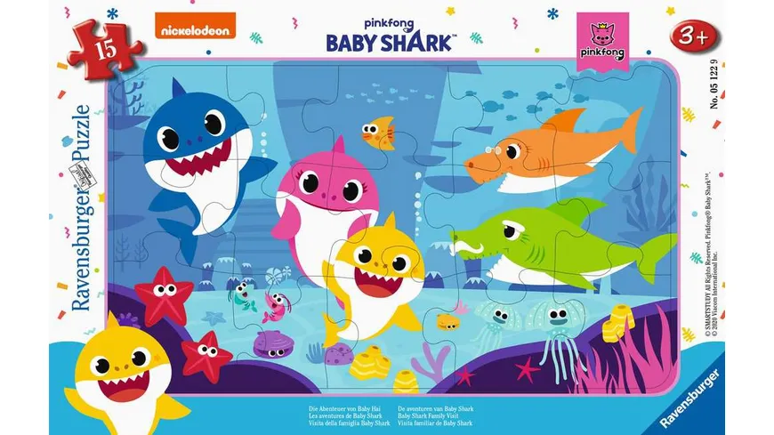 Ravensburger Puzzle - Baby Shark, Die Abenteuer von Baby Hai, 15 Teile