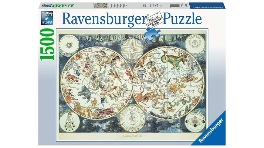 Ravensburger Puzzle - Weltkarte mit fantastischen Tierwesen - 1500 Teile