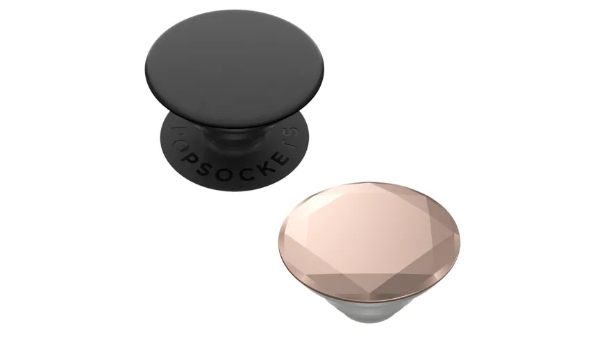 PopSockets PopGrip 2 in 1 Black + PopTop Metallic Diamond Rose Gold