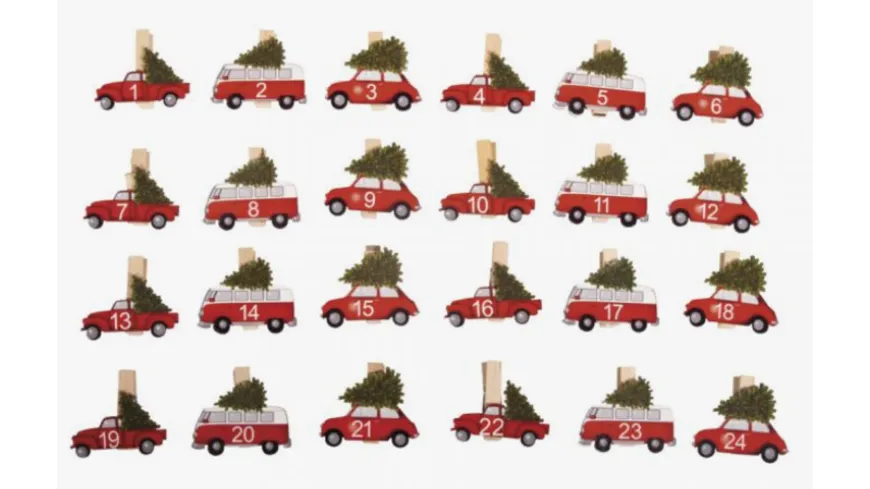 Rayher H-Adventszahlen Autos 1-24 auf Klammer 4,5x3,5cm online bestellen