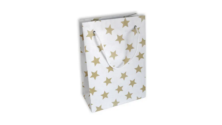 BRAUN+COMPANY Geschenktasche Weihnacht pergament 16x22x8cm weiß-Goldstar
