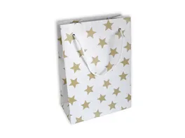 BRAUN COMPANY Geschenktasche Weihnacht pergament 16x22x8cm weiss Goldstar