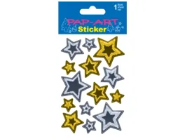 PAP ART Sticker Sterne gold silber Folie 1 Blatt