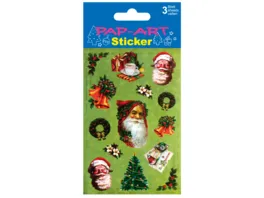 PAP ART Sticker Santa nostalgisch sortiert Papier 3 Blatt