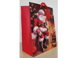 Geschenktuete Santa am Kamin gross 33x26x13 5cm