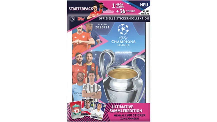 Neu /& OVP Topps Champions League Sticker 2020//2021-25 Tüten 250 Sticker