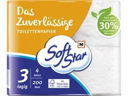 SoftStar Das Zuverlaessige Toilettenpapier 4x200 Blatt 3 lagig