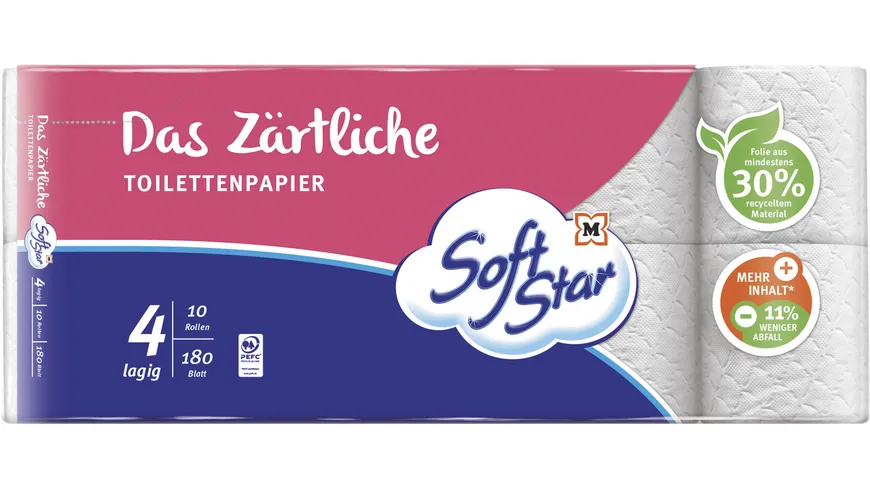 SoftStar Das Zärtliche Toilettenpapier 10x180 Blatt 4-lagig
