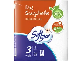 SoftStar Das Saugstarke Kuechentuecher 2x64 Blatt 3 lagig