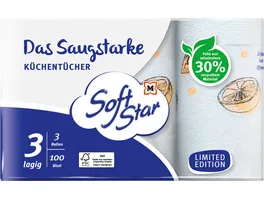 SoftStar Das Saugstarke Kuechentuecher 3x100 Blatt 3 lagig
