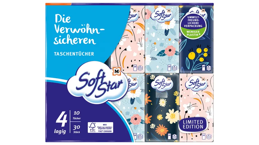 SoftStar Die Verwöhnsicheren Taschentücher 30x10 Tücher 4-lagig