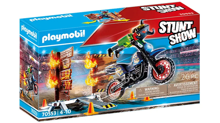 PLAYMOBIL 70553 - Stuntshow Motorrad mit Feuerwand