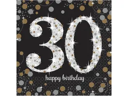 Amscan Servietten 30 Jahre Happy Birthday 33 x 33 cm 16 Stueck