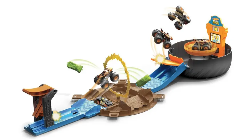 Hot Wheels Monster Truck Stunt-Reifen-Spielset inkl. 2 Spielzeugautos