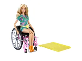 Barbie blonde Fashionistas Puppe mit Rollstuhl Anziehpuppe Modepuppe