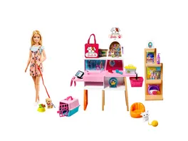 Barbie Haustier Salon Spielset mit Puppe Anziehpuppe mit Zubehoer