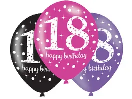 Amscan 6 Latex Balloons Pink Celebration Age 18 27 5 cm