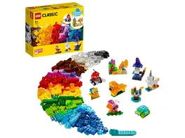 LEGO Classic 11013 Kreativ Bauset mit durchsichtigen Steinen und Tieren