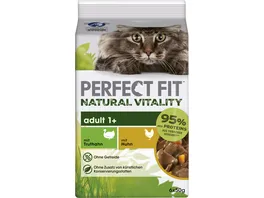 PERFECT FIT Katze Portionsbeutel Natural Vitality Adult 1 mit Truthahn und mit Huhn 6 x 50g Multipack