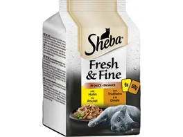 SHEBA Fresh Fine in Sauce mit Truthahn und mit Huhn Portionsbeutel