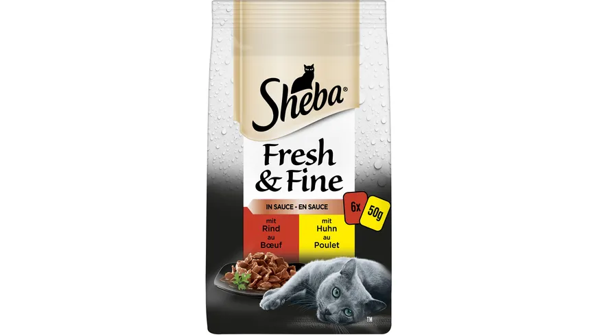 SHEBA® Portionsbeutel Multipack Fresh & Fine in Sauce mit Rind und Huhn 6 x 50g