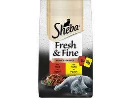 SHEBA Portionsbeutel Multipack Fresh Fine in Sauce mit Rind und Huhn 6 x 50g