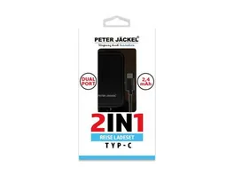 PETER JAeCKEL USB Travel Charger Set 2in1 Dual Port 2 4A Typ C Black