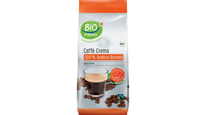 BIO PRIMO Fairtrade Caffè Crema Bohnen Ganz