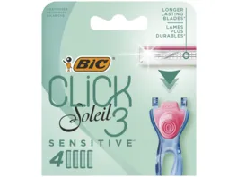 BIC Click 3 Soleil Sensitive Damenrasierer 3 Klingen und Pflegestreifen Nachfuellung