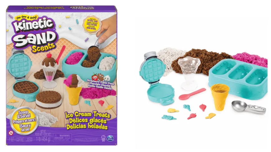 Kinetic Sand Eiscreme Set mit Duftsand 2 x Eis in Waffel Pink Türkis je 113 g 