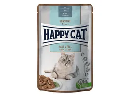 Happy Cat Katzennassfutter Sensitive Meat in Sauce Haut Fell Pouch 85 g