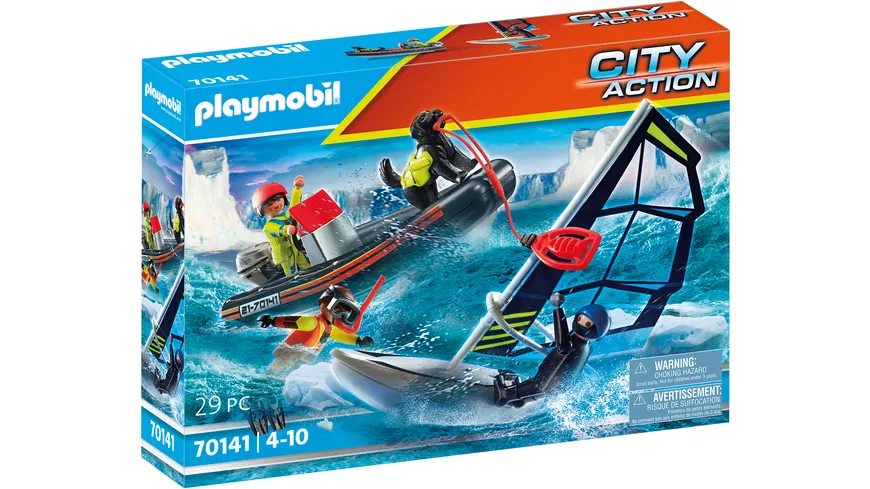 Playmobil 70141 Seenot Polarsegler-Rettung mit Schlauchboot Action Spielzeug-Set 