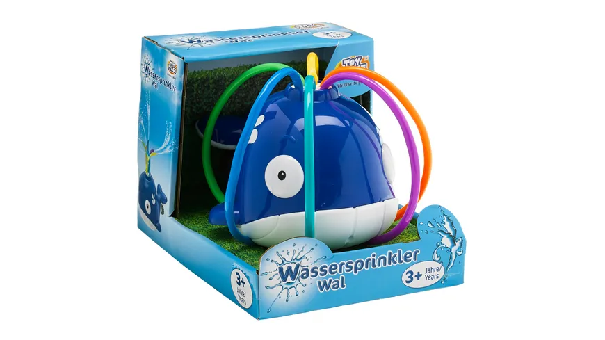 Müller - Toy Place - Wassersprinkler Wal - mit Stecker für Standard-Gartenschlauch, 2-fach sortiert, 1 Stück, Wasserspielzeug