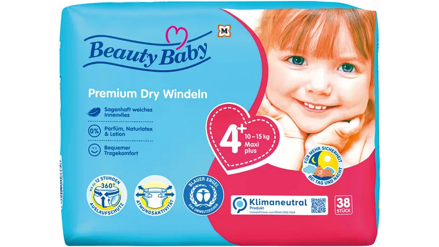 Beauty Baby Premium Dry Windeln, Größe 4 Maxi 10-15kg