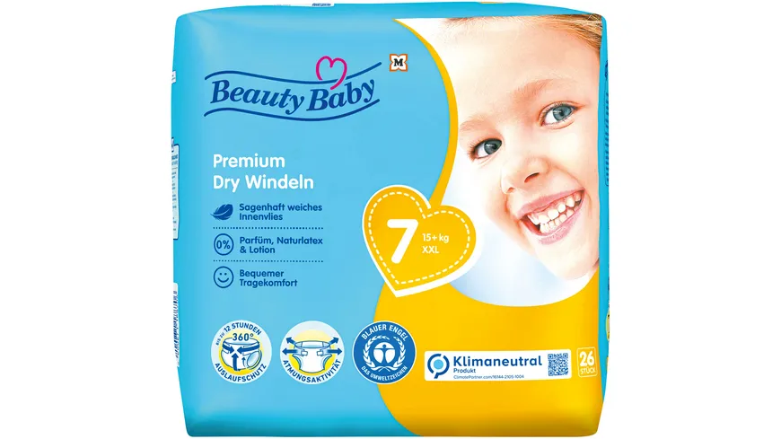 Beauty Baby Windeln Premium Dry Größe 7 XXL - 15 kg