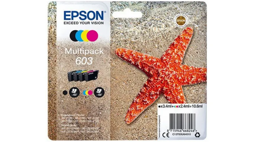 Epson Druckerpatrone T603 schwarz + 3 Farben